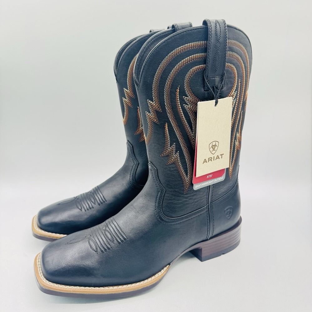 Ariat Plano Performance Boots Men's Size 9 D Black Leather Bantam Weight